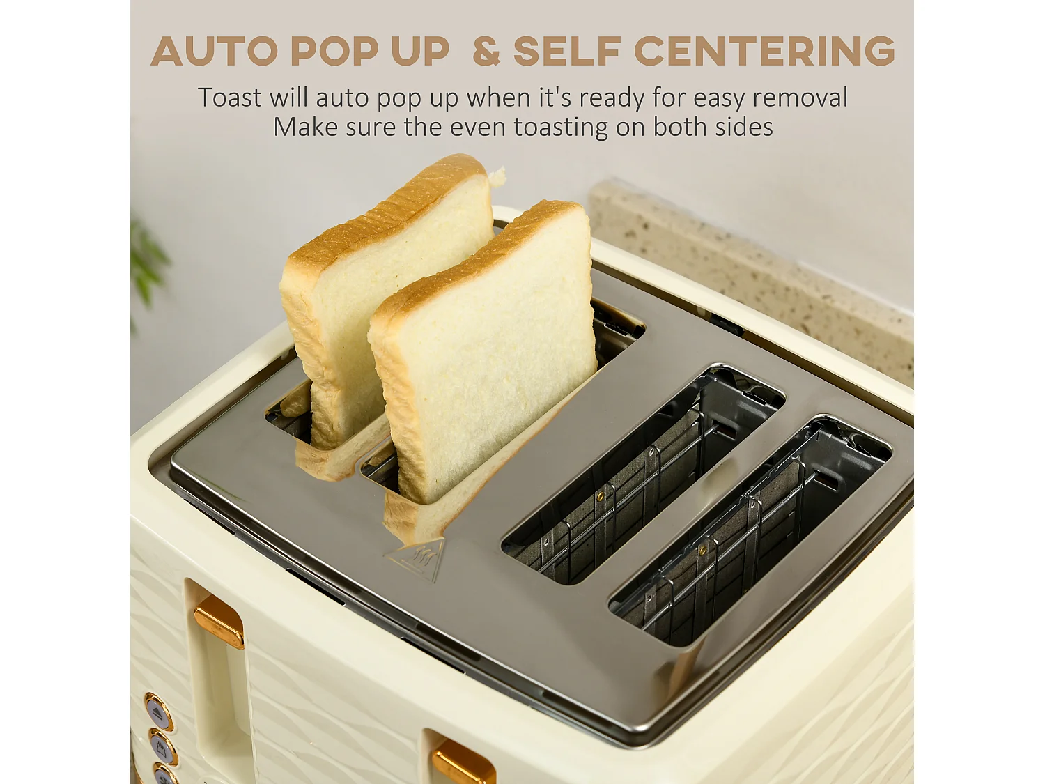 HOMCOM Kettle and Toaster Set 1.7L Rapid Boil Kettle & 4 Slice Toaster Beige