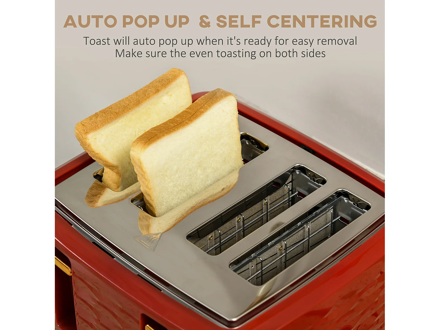 HOMCOM Kettle and Toaster Set 1.7L Rapid Boil Kettle & 4 Slice Toaster Red