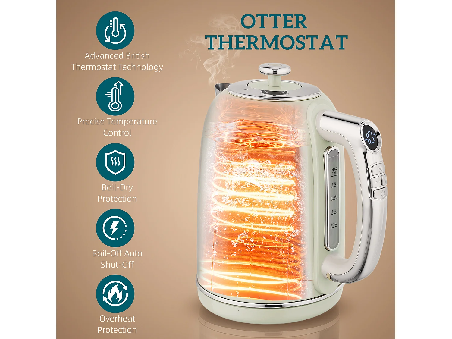 HOMCOM 3000W 1.7L 2 Slice Toaster and Kettle with Keep Warm Memory Function
