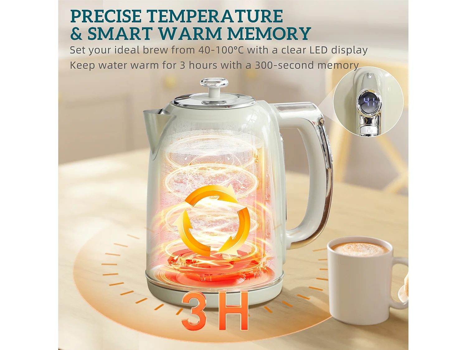 HOMCOM 3000W 1.7L 2 Slice Toaster and Kettle with Keep Warm Memory Function