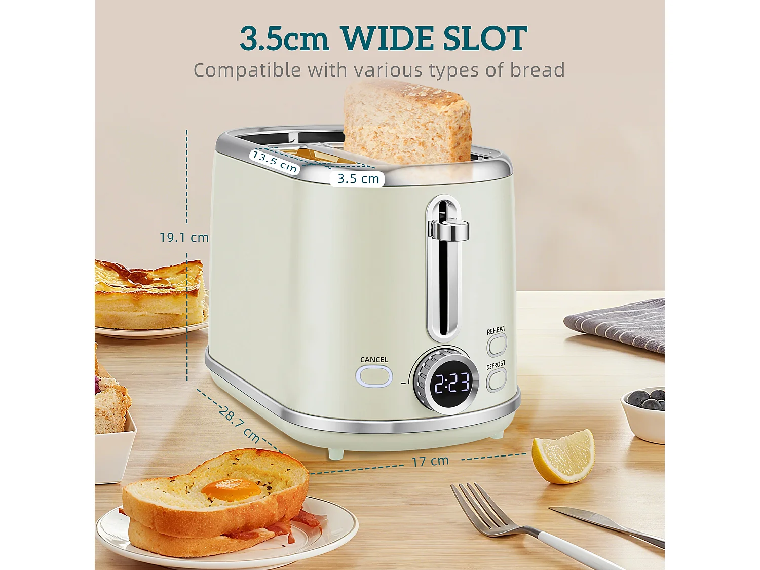 HOMCOM 3000W 1.7L 2 Slice Toaster and Kettle with Keep Warm Memory Function
