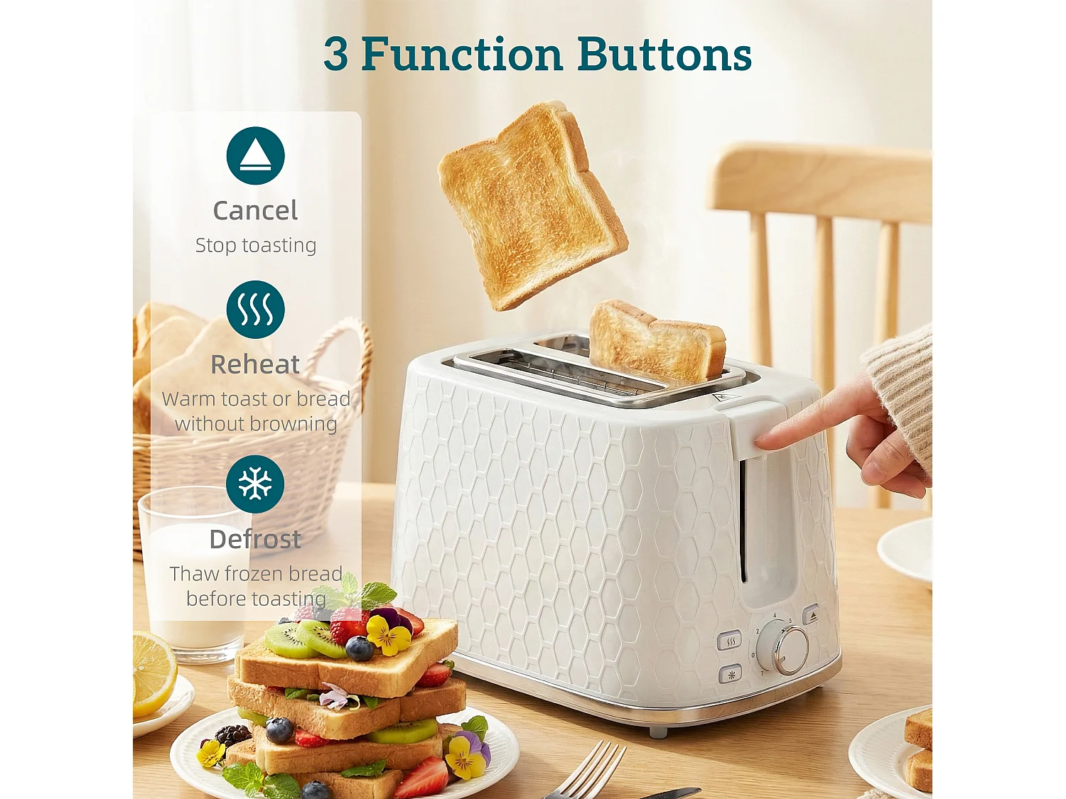 HOMCOM Kettle and Toaster Set with Limescale Filter, Crumb Tray, Cream