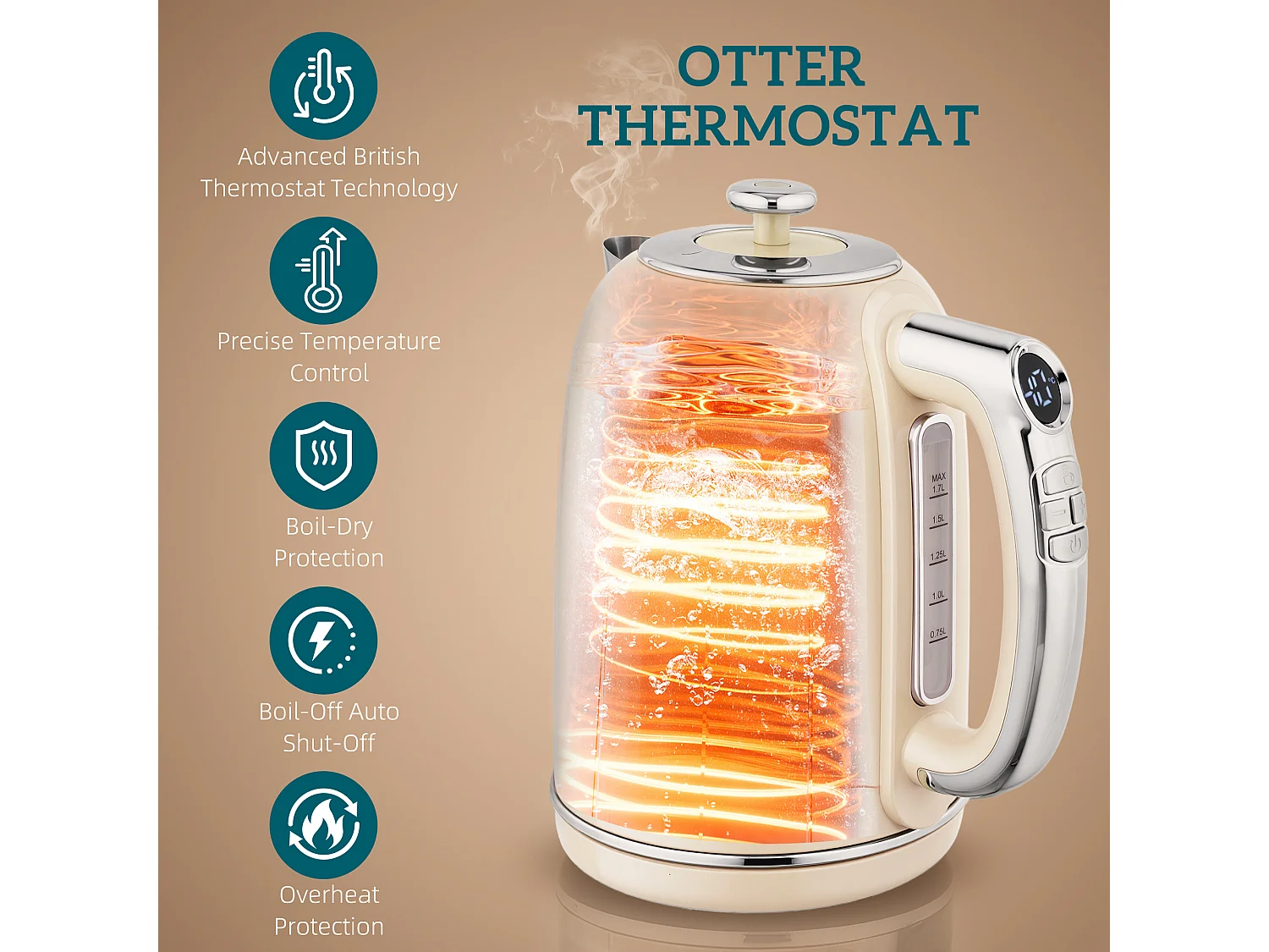 HOMCOM 2 Slice Toaster and Kettle with Keep Warm Memory Function, 1.7L 3000W