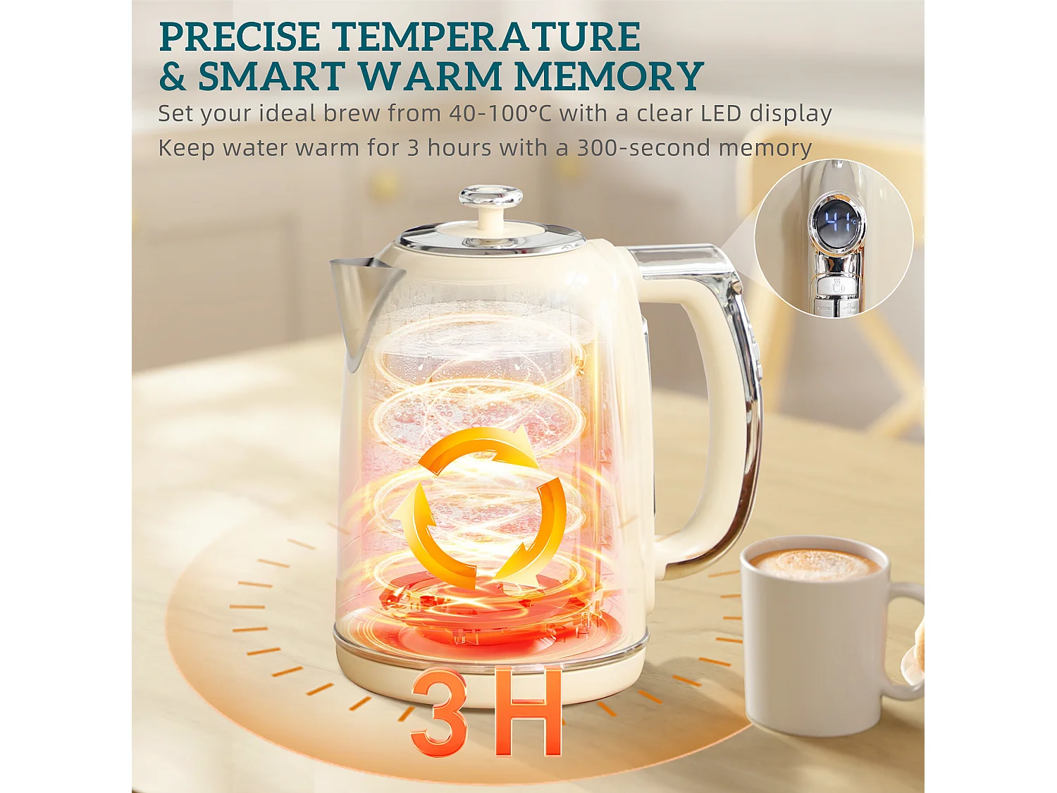 HOMCOM 2 Slice Toaster and Kettle with Keep Warm Memory Function, 1.7L 3000W