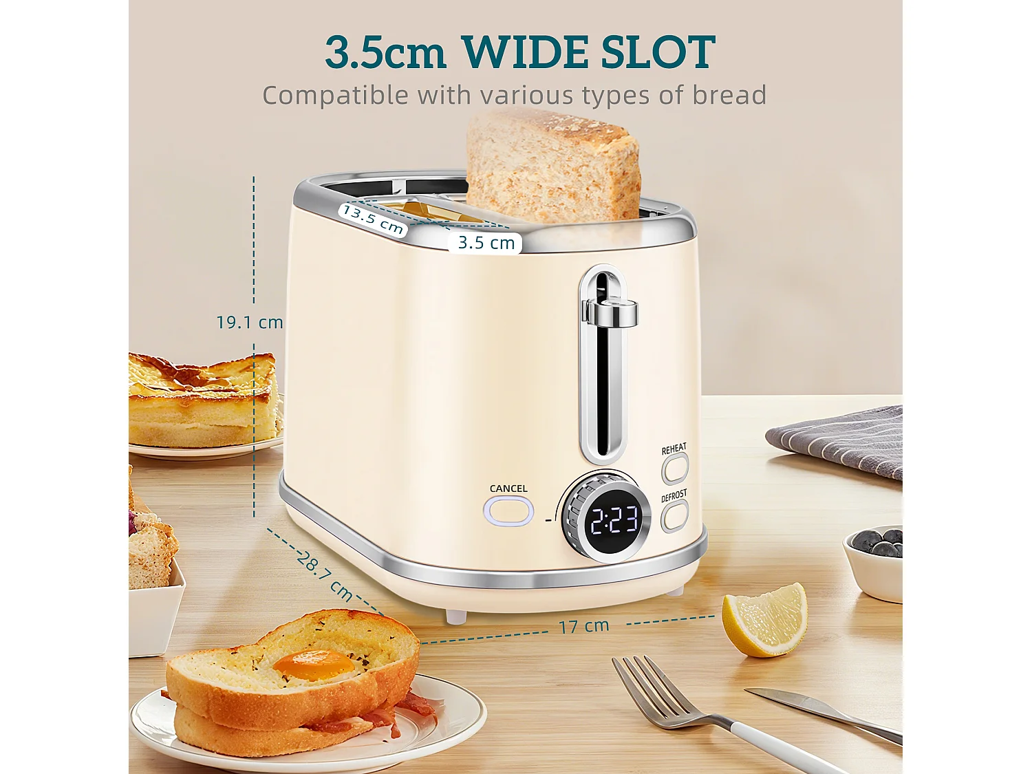 HOMCOM 2 Slice Toaster and Kettle with Keep Warm Memory Function, 1.7L 3000W