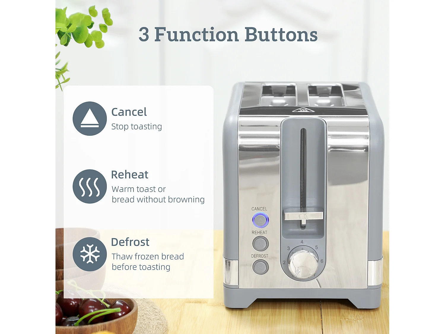 HOMCOM 3000W Rapid Boil Kettle and Toaster Set with Otter Thermostat, Grey