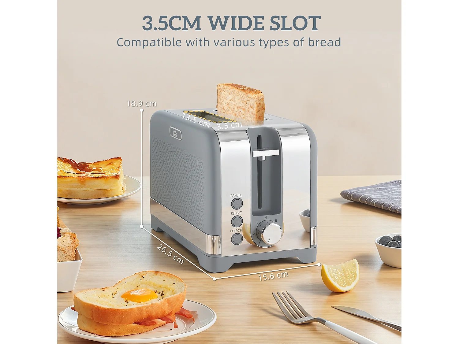 HOMCOM 3000W Rapid Boil Kettle and Toaster Set with Otter Thermostat, Grey