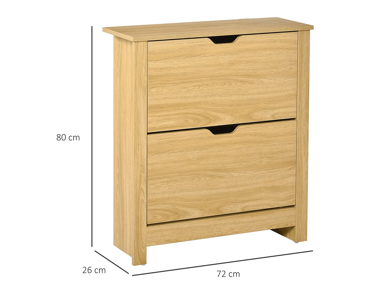 HOMCOM 12-Shoe Storage Cabinet 4 Shelves 2 Drawers Tabletop 4 Legs Modern Brown