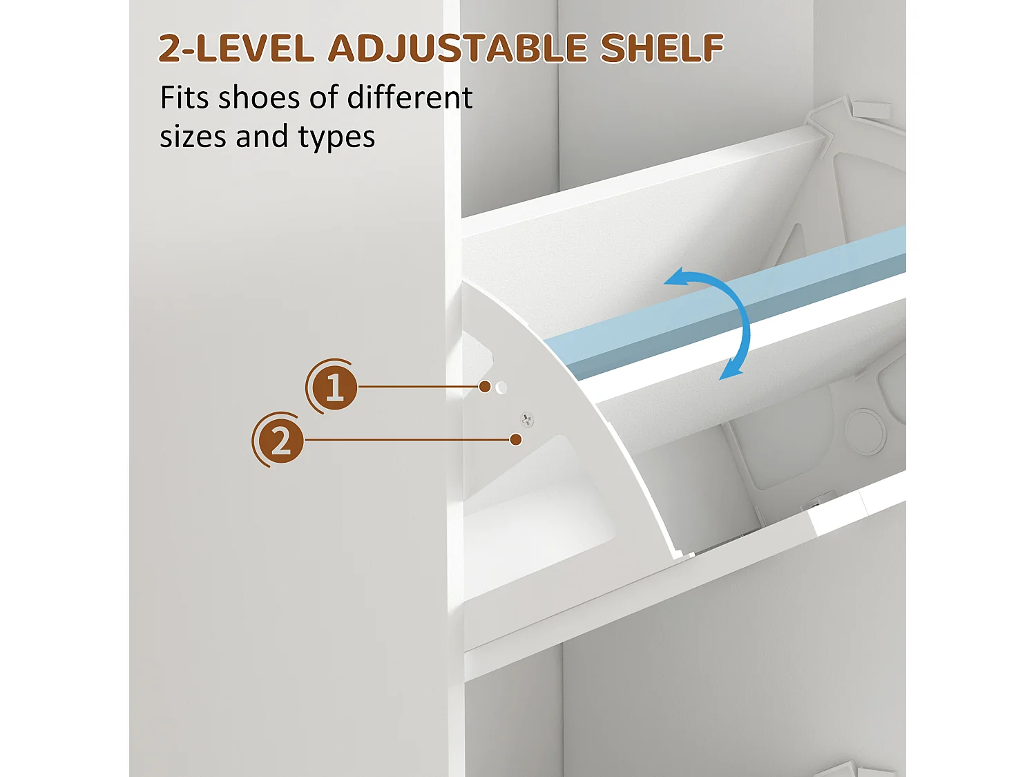 HOMCOM Slim Shoe Storage Cabinet with 3 Flip Drawers for Entryway, White
