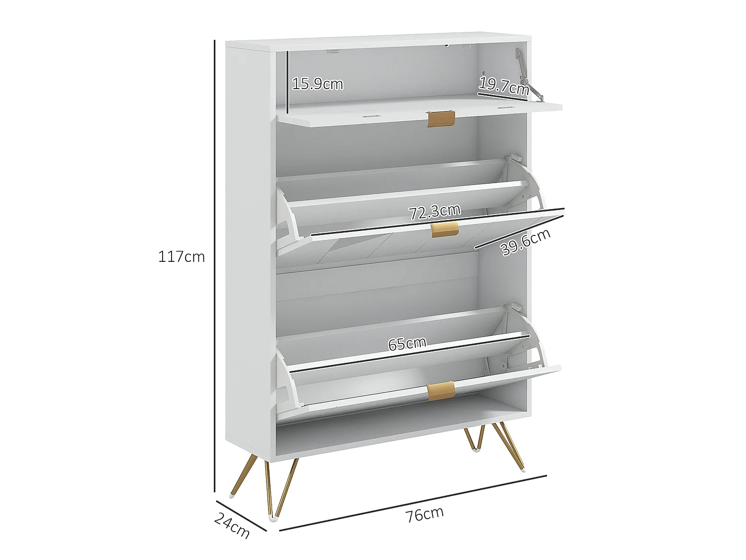 HOMCOM Slim Shoe Storage Cabinet with Flip Drawers for Entryway, Hallway, White