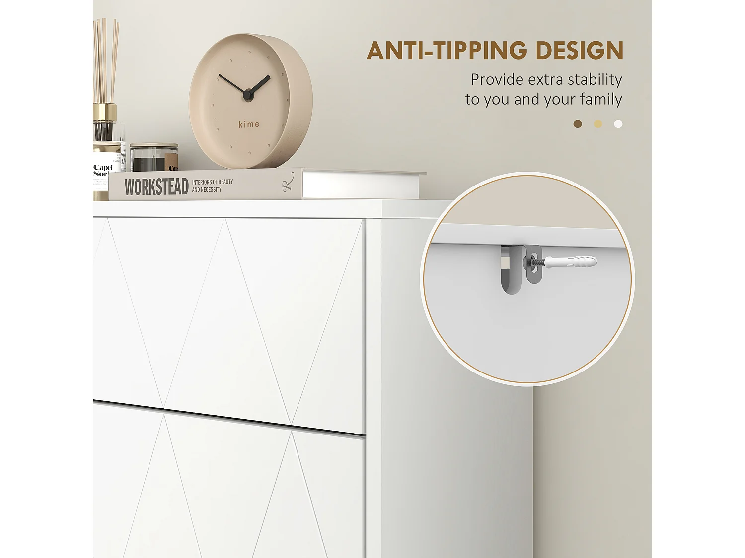 HOMCOM Slim Shoe Storage Cabinet with Flip Drawers for Entryway, Hallway, White