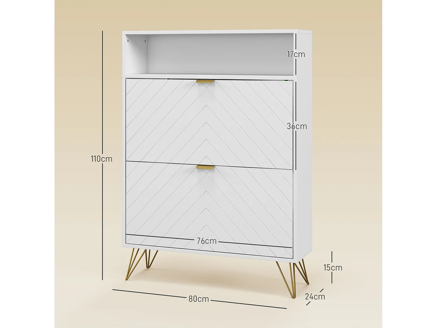 HOMCOM Narrow Shoe Storage Cabinet with 2 Flip Drawers for 12 Pairs of Shoes