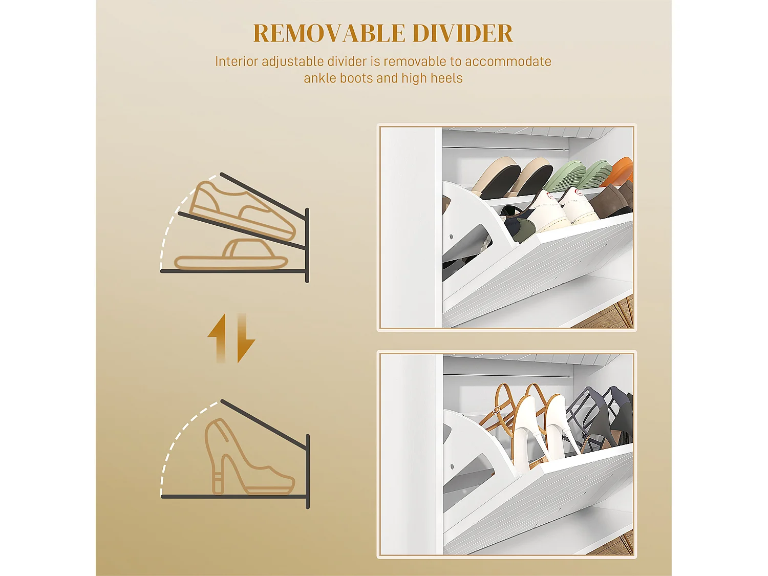 HOMCOM Narrow Shoe Storage Cabinet with 2 Flip Drawers for 12 Pairs of Shoes