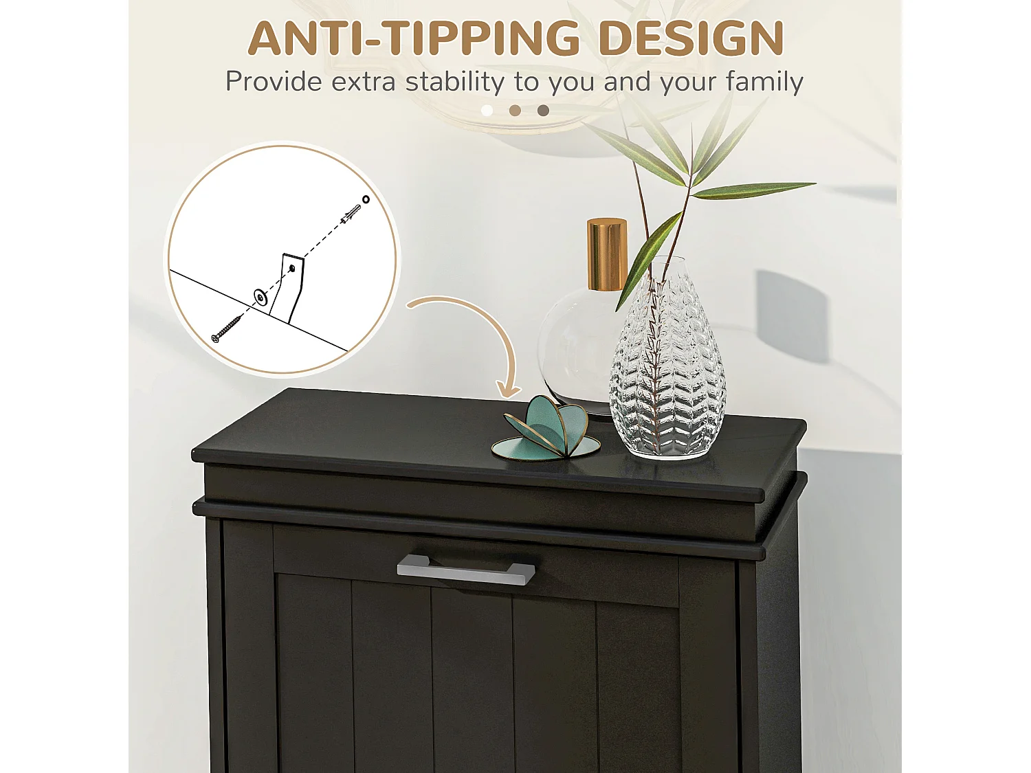 HOMCOM Slim Shoe Storage Cabinet with 2 Flip Drawers for Entryway, Black