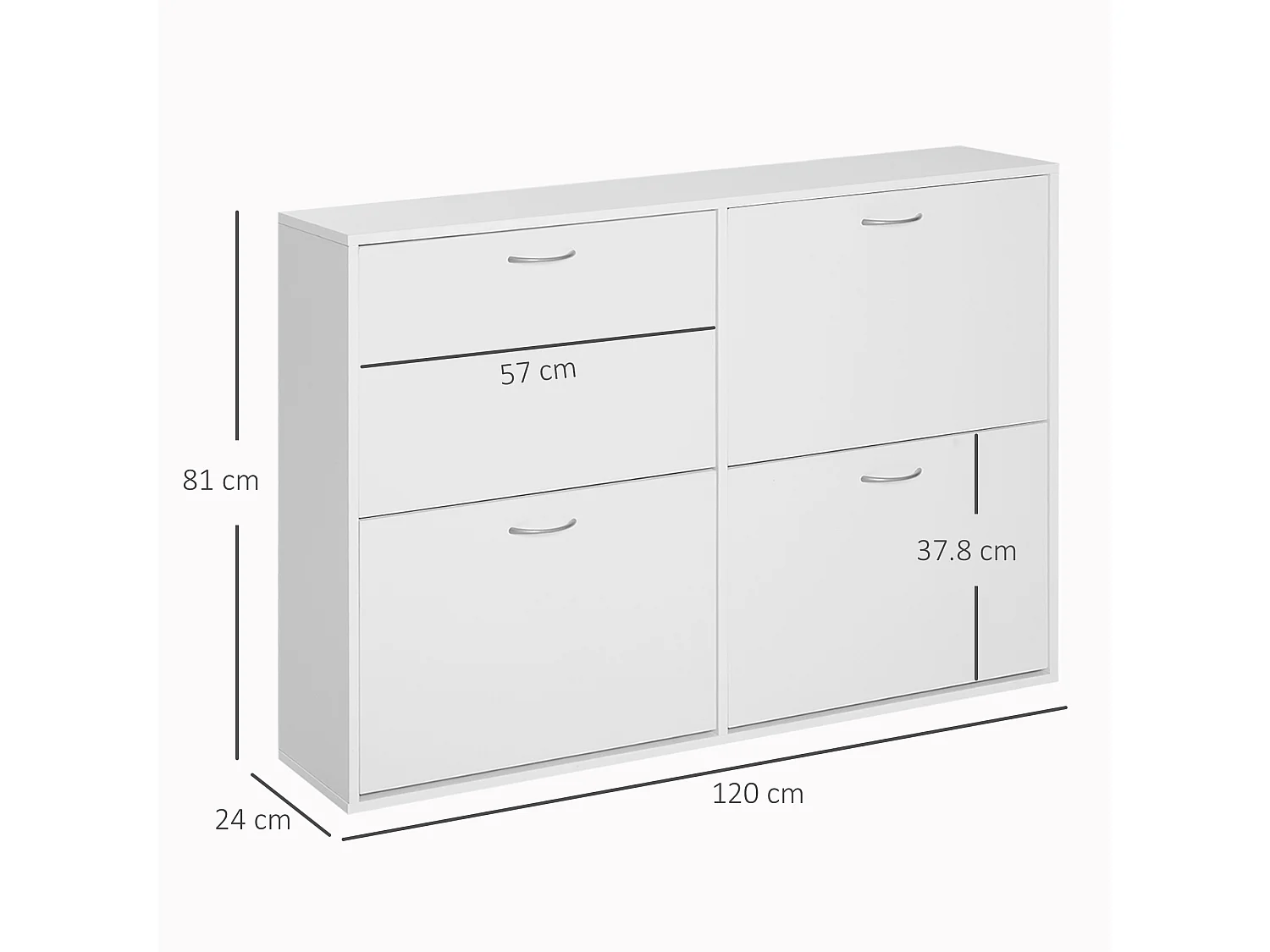 HOMCOM Wooden Shoes Cabinet Multi Flip Down Shelf Drawer Organizer - White