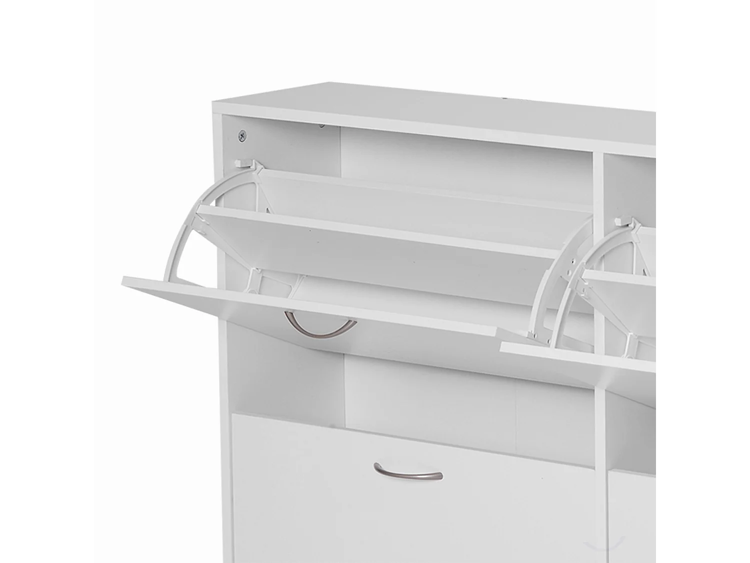 HOMCOM Wooden Shoes Cabinet Multi Flip Down Shelf Drawer Organizer - White