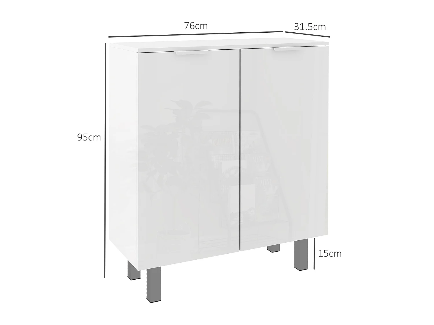 HOMCOM Shoe Storage Cabinet with Soft-Close Hinges & Adjust Shelves, High Gloss