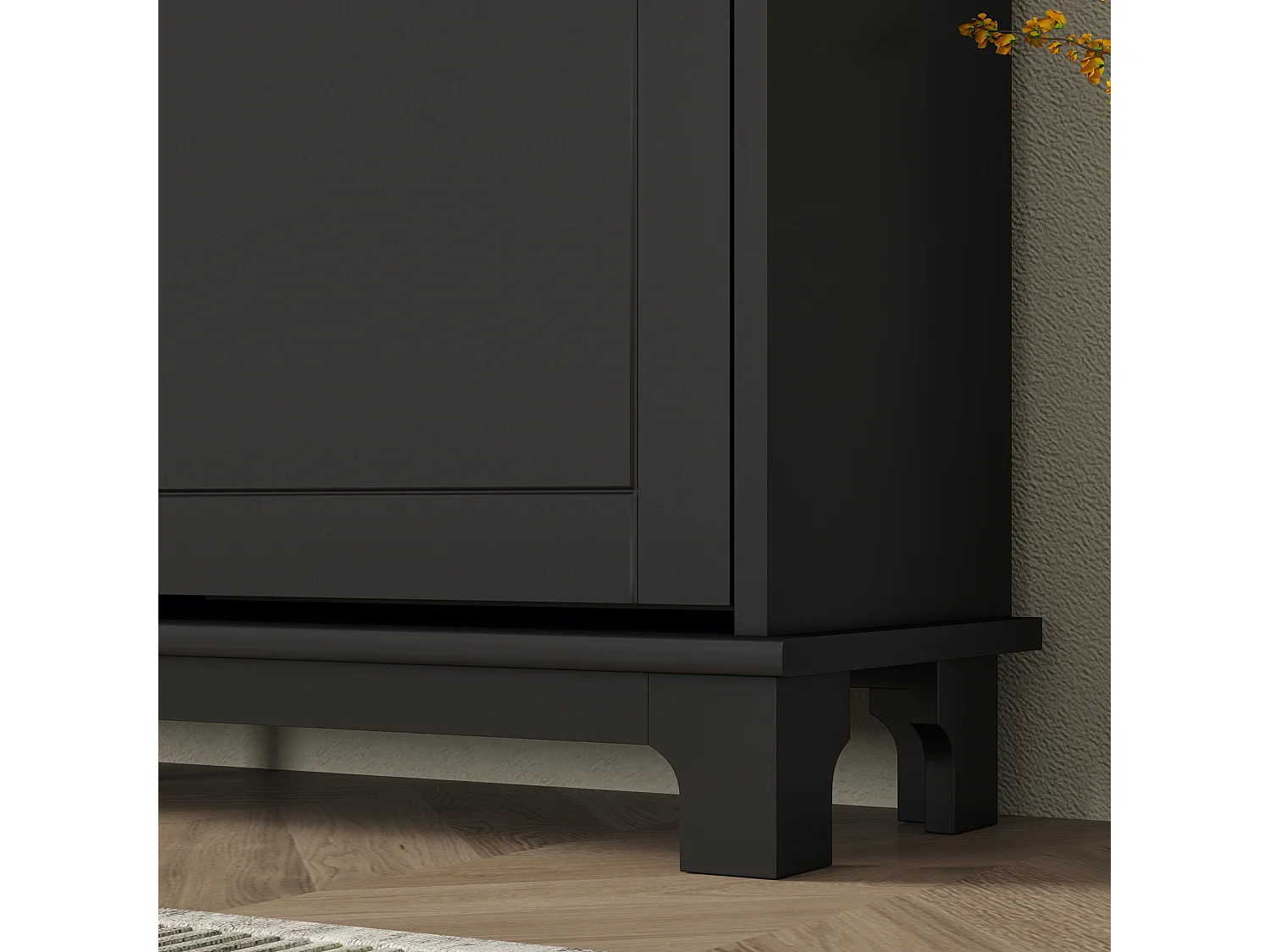 HOMCOM Narrow Shoe Cabinet with 4 Flip Drawers Adjustable Shelves, Black