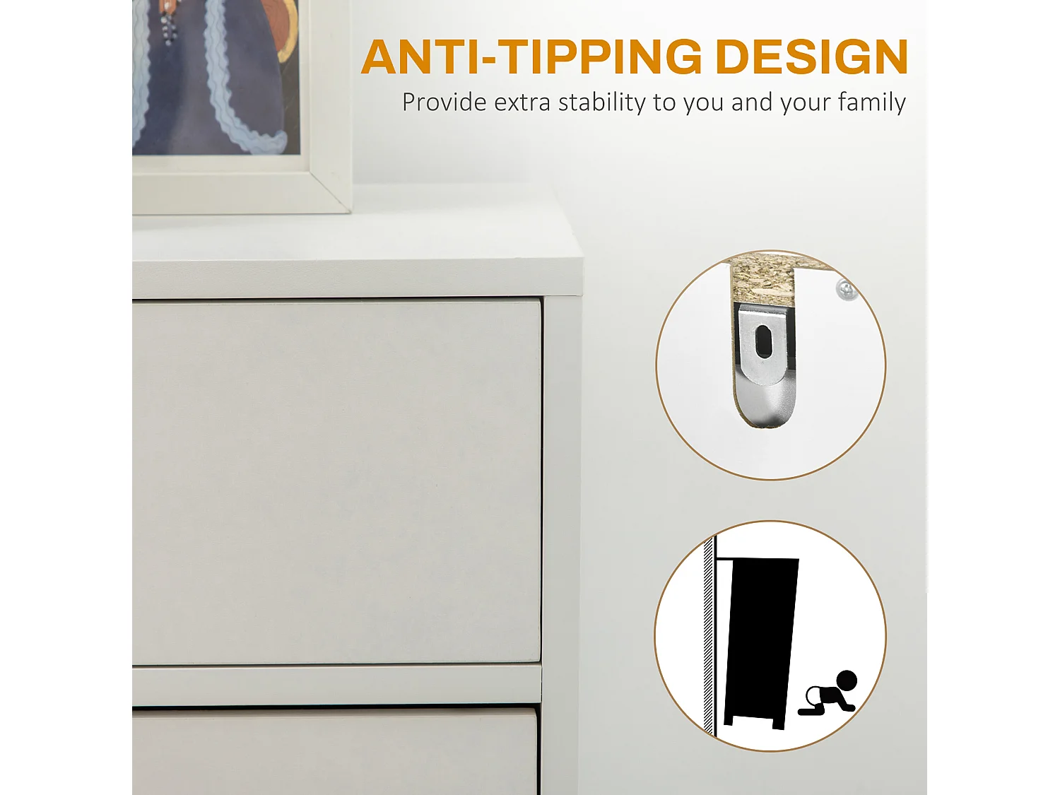 HOMCOM Shoe Storage Cupboard with 2 Flip Doors and Sliding out Drawer, White