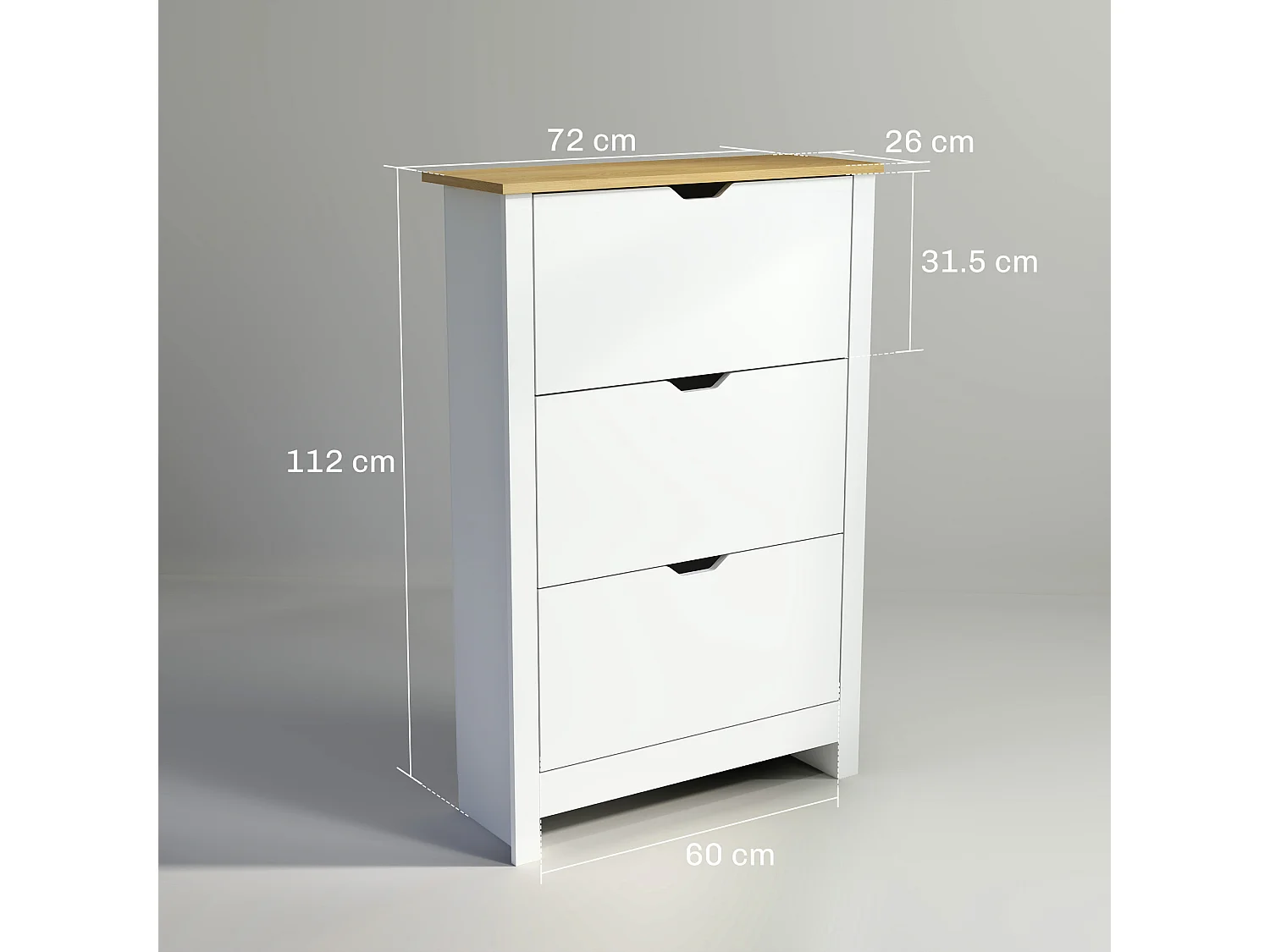 HOMCOM 18-Shoe Storage Cabinet 6 Shelves 3 Drawers Tabletop High Gloss White
