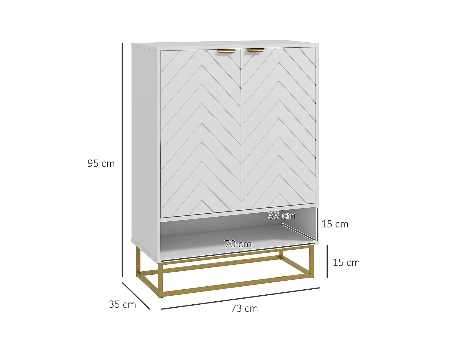 HOMCOM Shoe Cabinet with 2 Chevron Doors, Adjustable Shelf for 12 Pairs