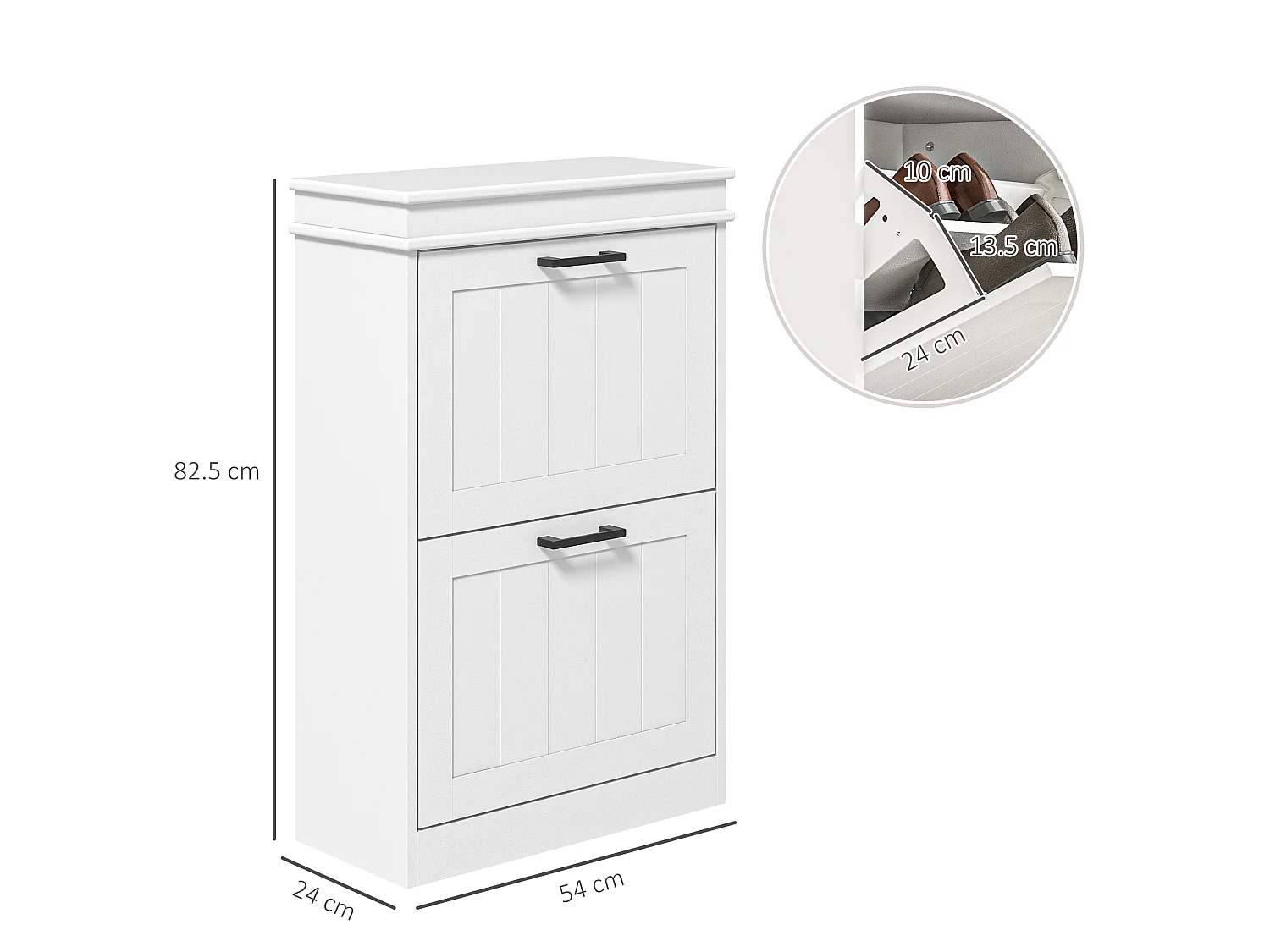 HOMCOM Shoe Storage Cabinet with Adjustable Shelves Drawers for Entryway