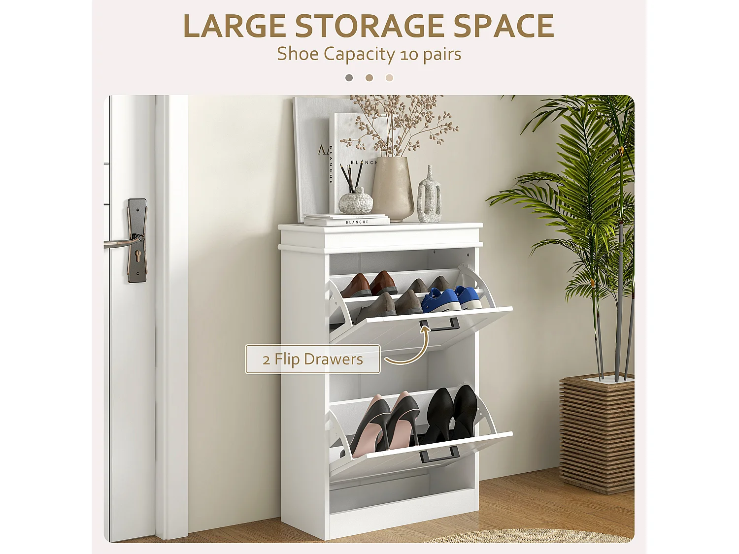 HOMCOM Shoe Storage Cabinet with Adjustable Shelves Drawers for Entryway