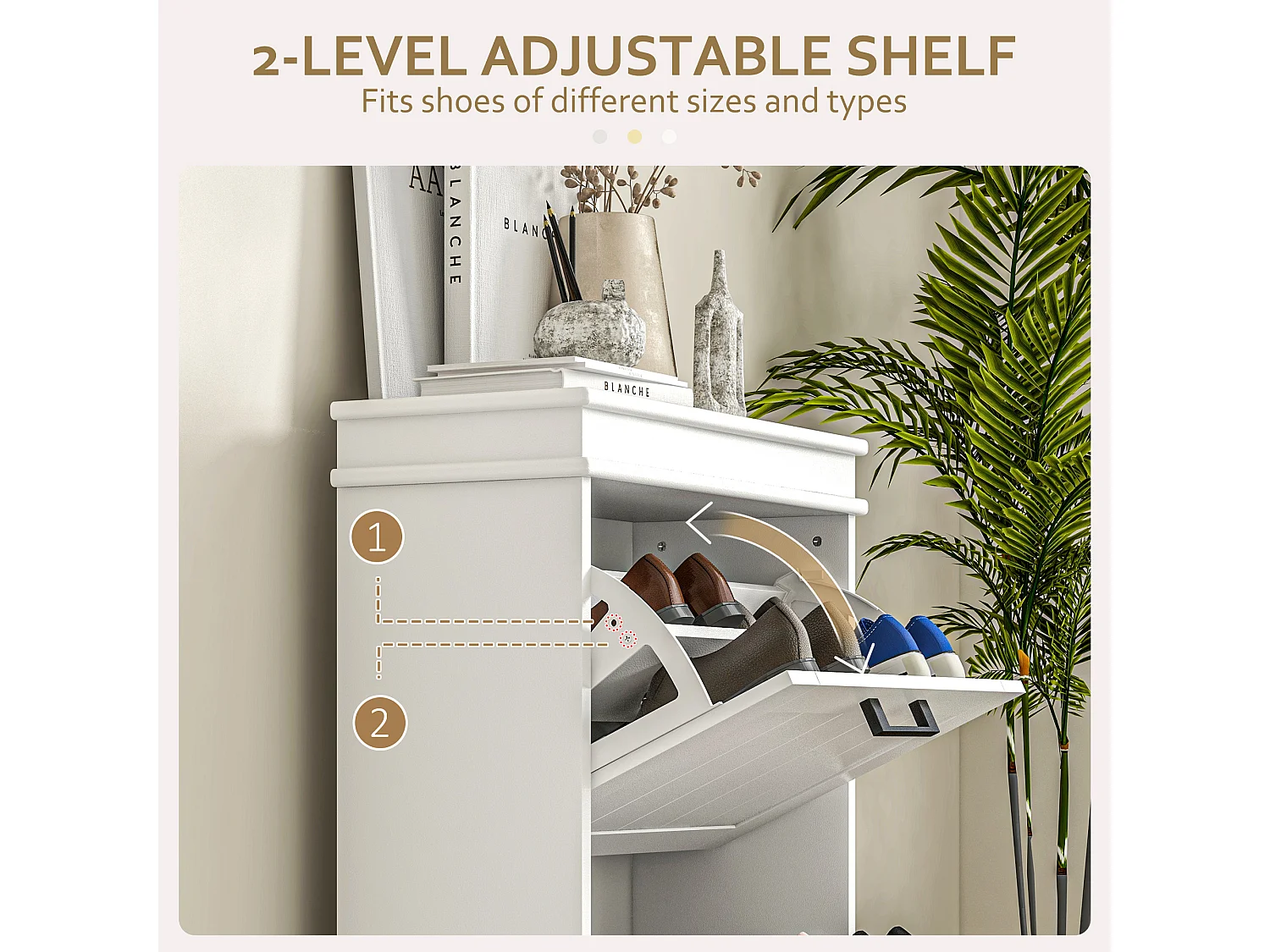 HOMCOM Shoe Storage Cabinet with Adjustable Shelves Drawers for Entryway