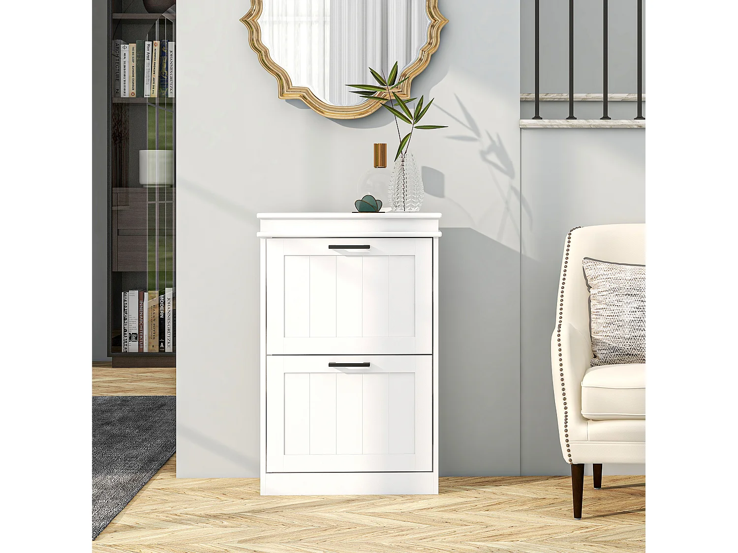 HOMCOM Shoe Storage Cabinet with Adjustable Shelves Drawers for Entryway
