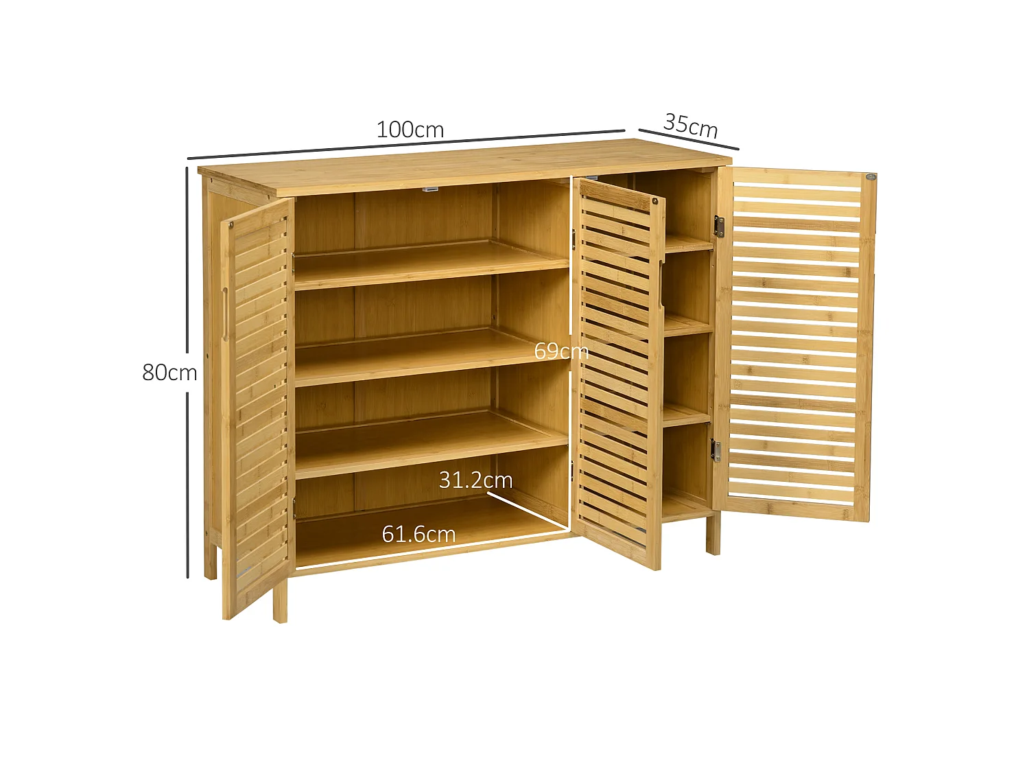 HOMCOM Rustic Shoe Cabinet, Shoe Storage Cabinet for 16 pairs of shoes
