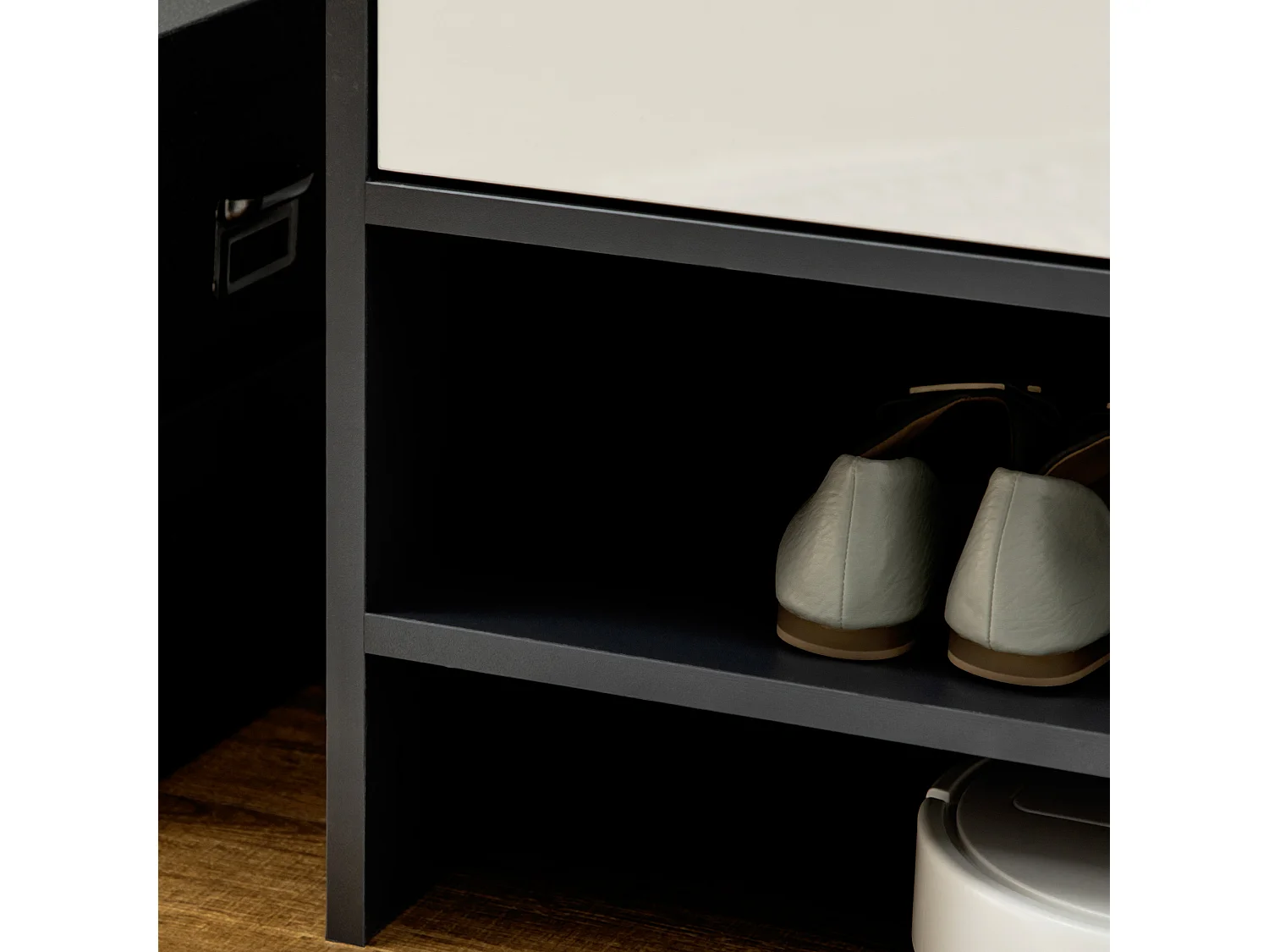 HOMCOM Storage Cabinet with High Gloss White Doors for 19 Pairs of Shoes