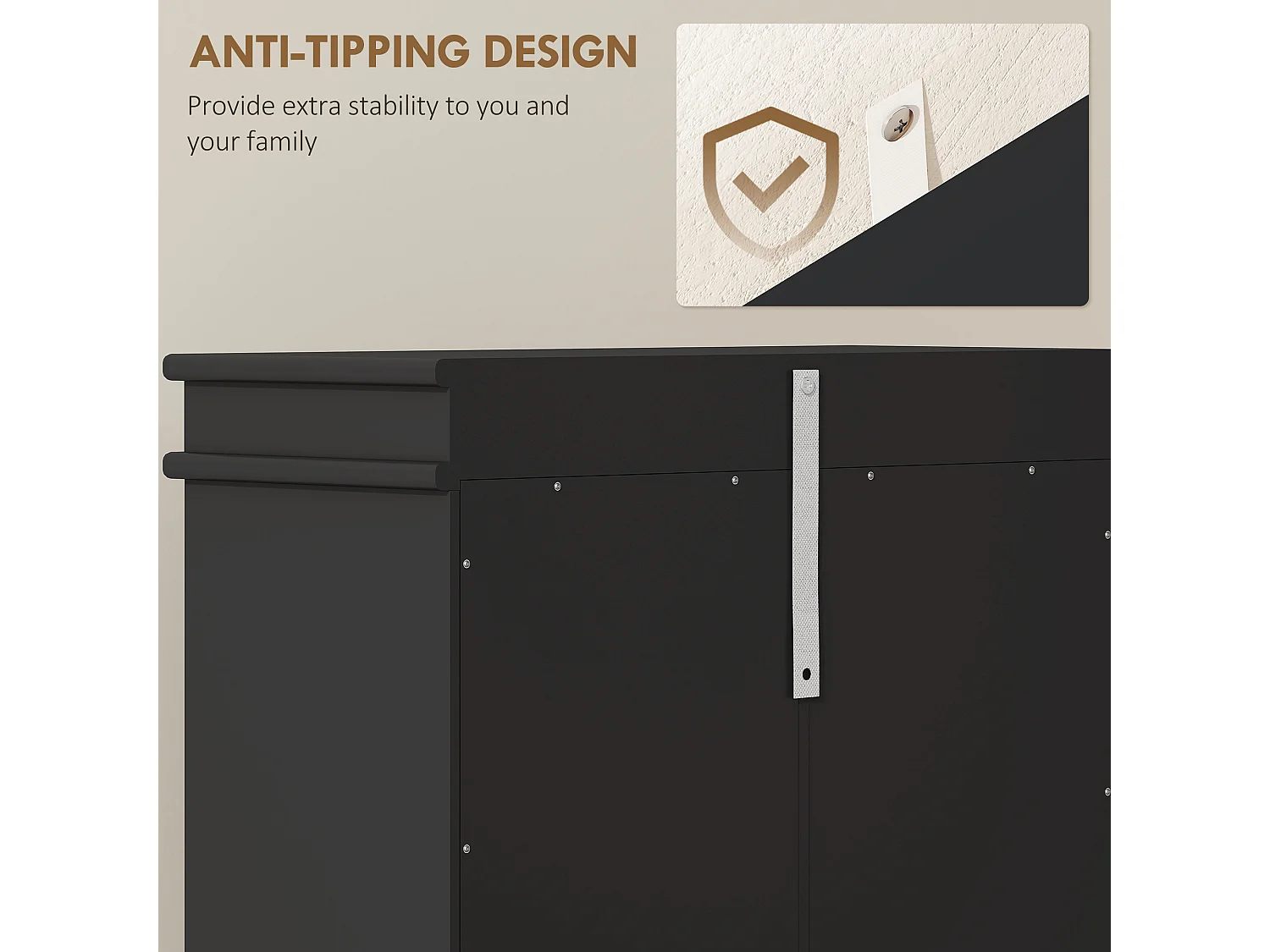 HOMCOM Slim Shoe Storage Cabinet with 3 Flip Drawers for Entryway, Black