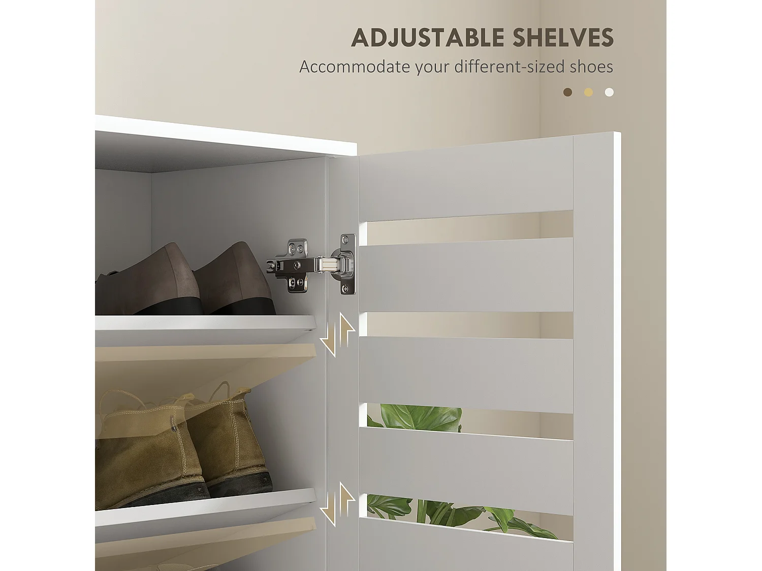 HOMCOM Shoe Storage Cabinet with Slatted Doors for 15 Pairs of Shoes White