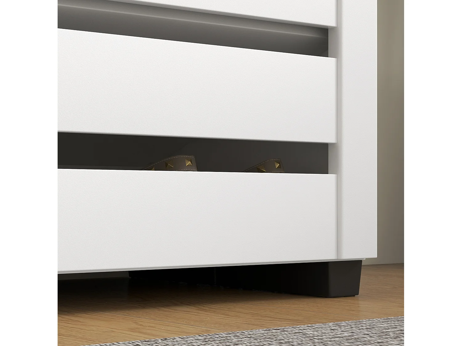 HOMCOM Shoe Storage Cabinet with Slatted Doors for 15 Pairs of Shoes White