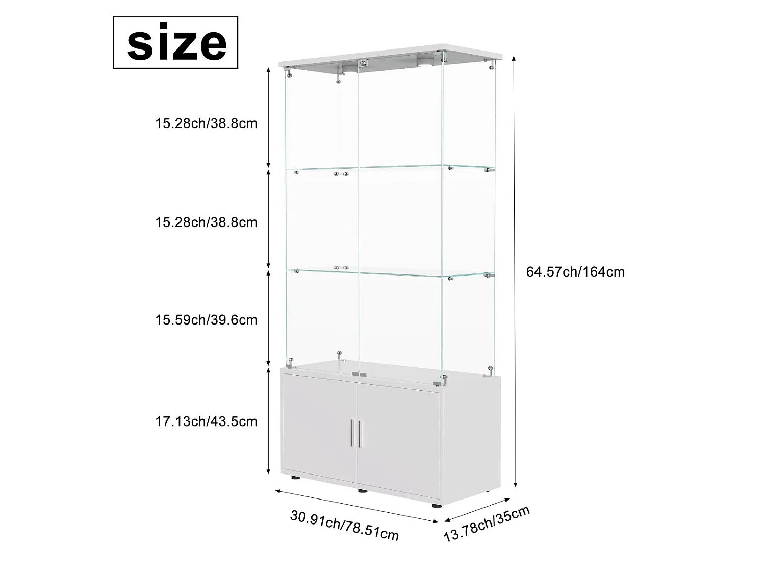 Vitrine en Verre avec LED, Armoire de Vitrine Blanc Moderne avec 2 Portes et 3 Étagères en Verre ESG, Meuble d’Exposition pour Salon, 166 x 79 x 35 cm
