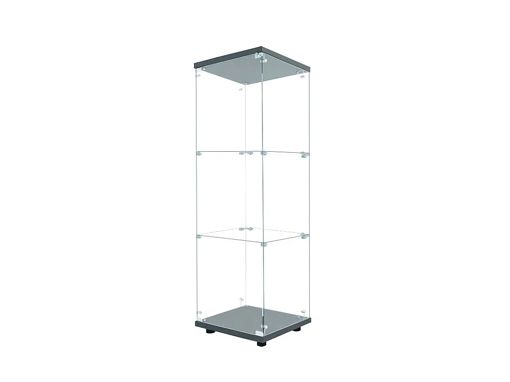 Vitrine en Verre avec LED, Armoir de Vitrine pour Collection Moderne avec 1 Portes et 3 étagères en Verre ESG, pour Le Bar, Le Salon, 125 x 43 x 37 cm, Noir