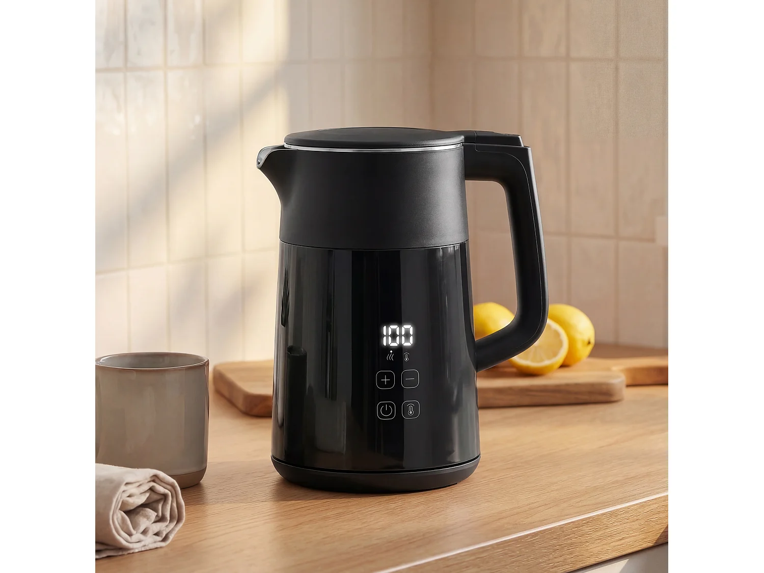 HOMCOM 1.7L Fast Boil 3000W Electric Kettle with LED Display, Black