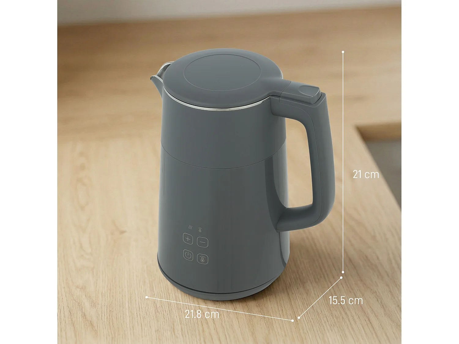 HOMCOM 1.7L Fast Boil 3000W Electric Kettle with LED Display, Grey