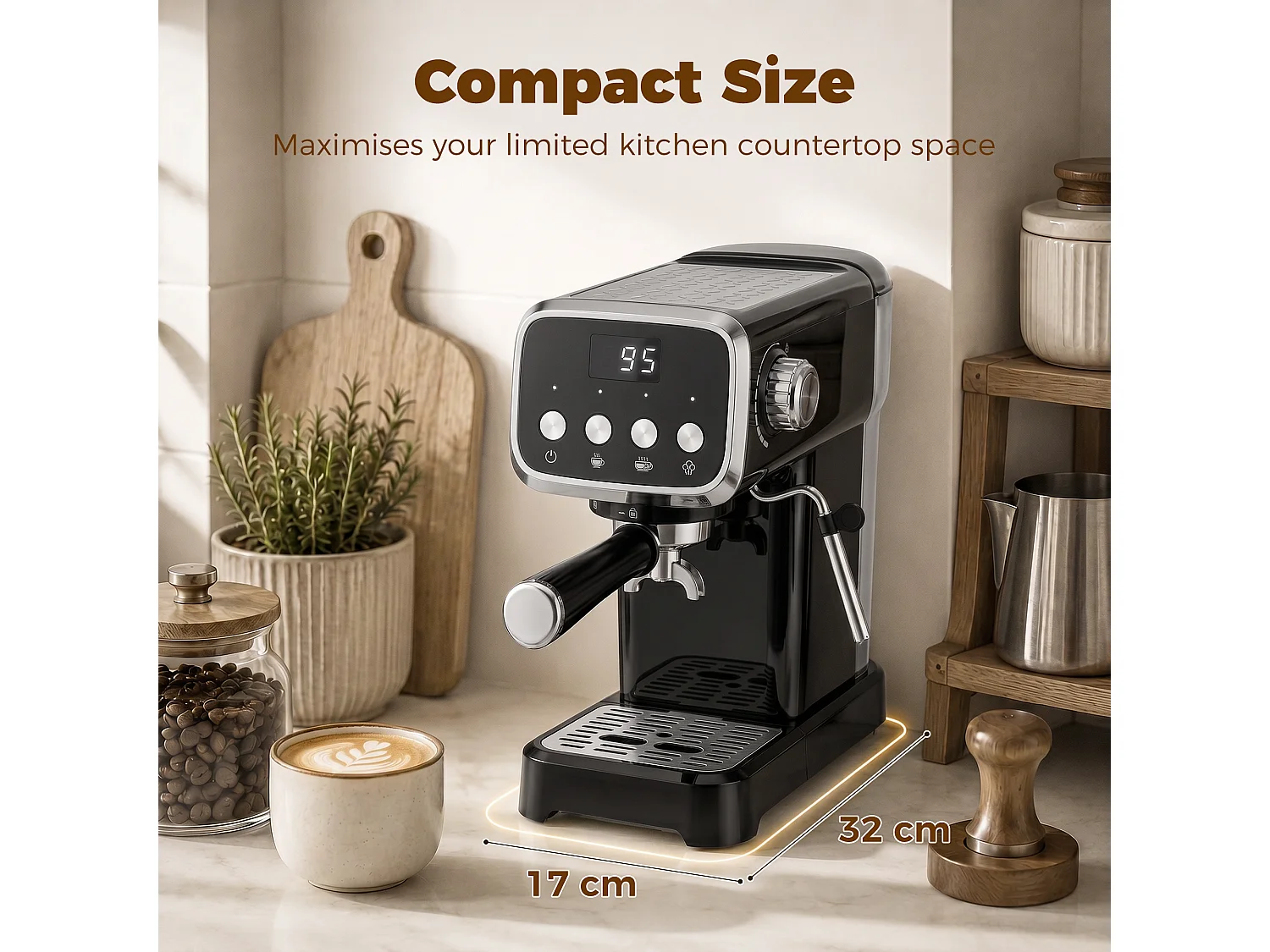 HOMCOM Espresso Machine with 20-Bar Pressure, Black