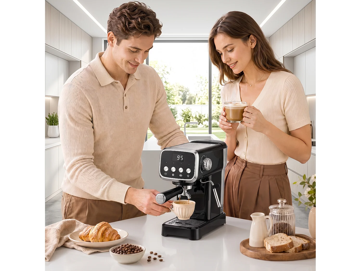 HOMCOM Espresso Machine with 20-Bar Pressure, Black