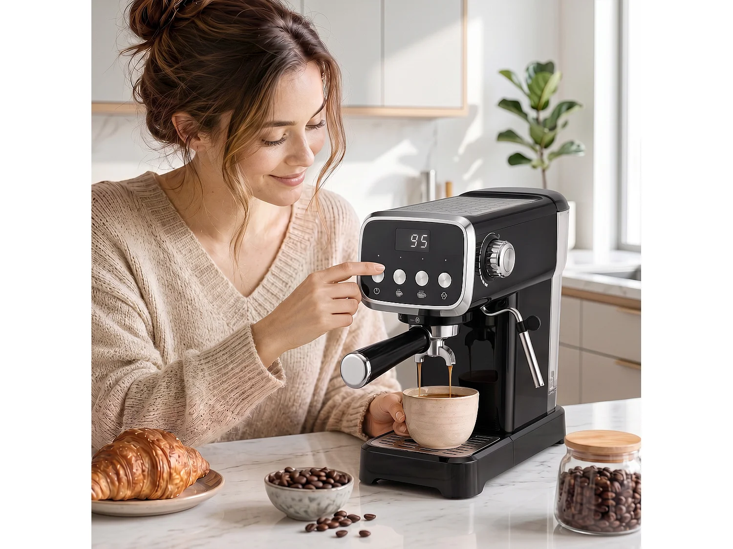 HOMCOM Espresso Machine with 20-Bar Pressure, Black