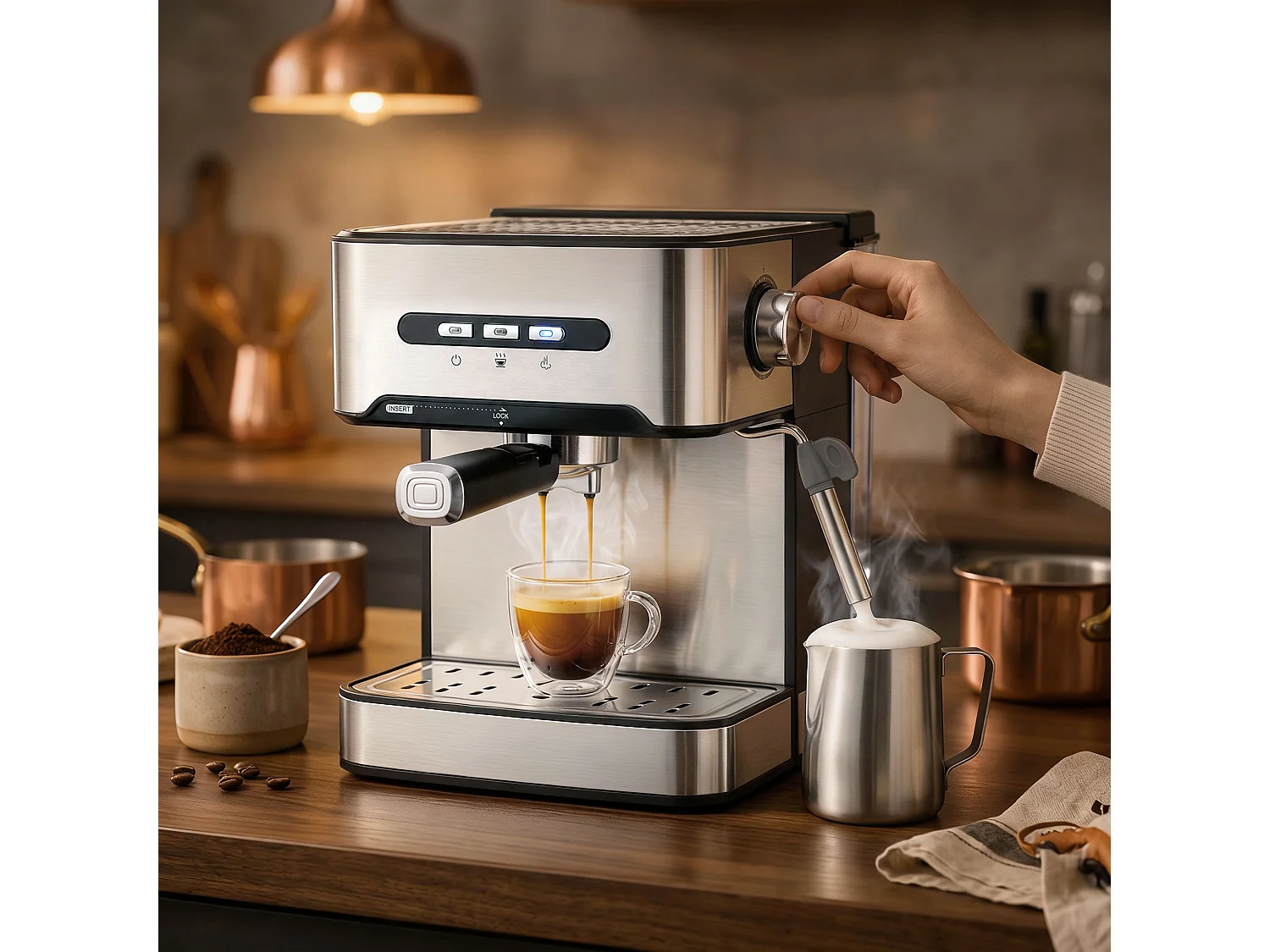 HOMCOM Espresso Machine, 20-Bar, Semi Automatic, Black