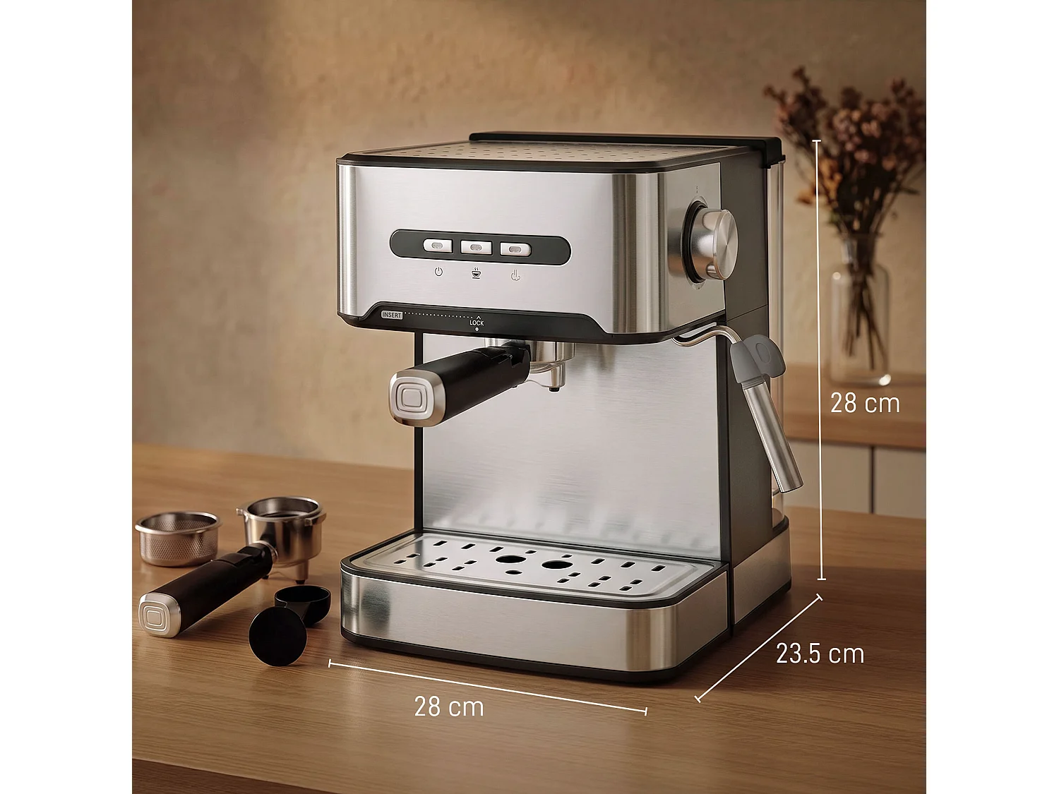 HOMCOM Espresso Machine, 20-Bar, Semi Automatic, Black