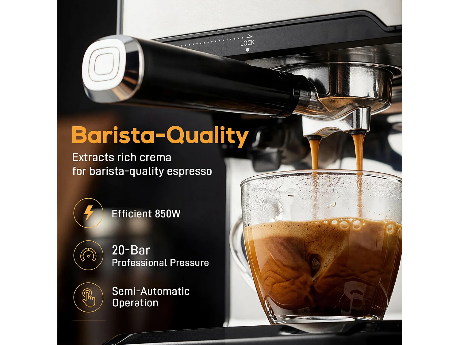 HOMCOM Espresso Machine, 20-Bar, Semi Automatic, Black