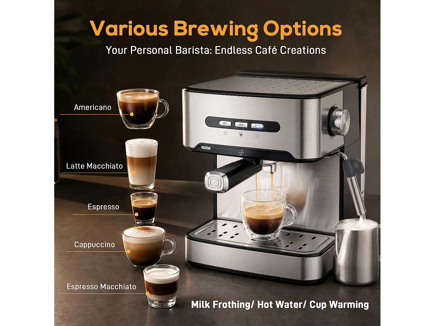 HOMCOM Espresso Machine, 20-Bar, Semi Automatic, Black