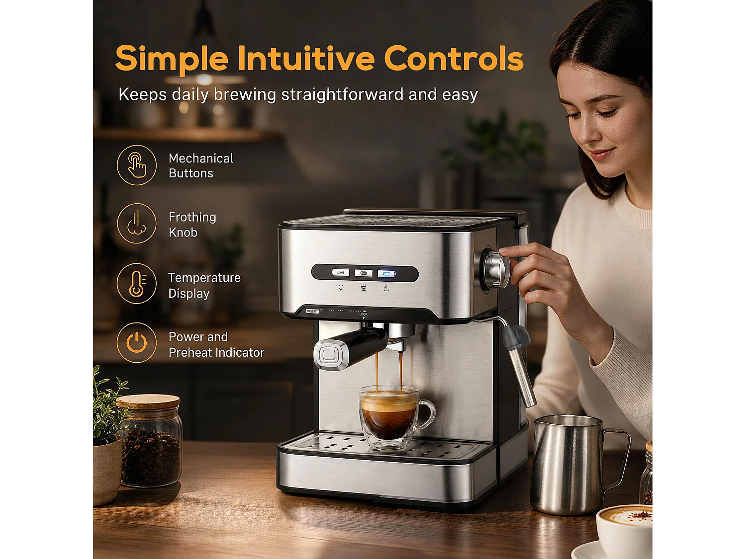 HOMCOM Espresso Machine, 20-Bar, Semi Automatic, Black