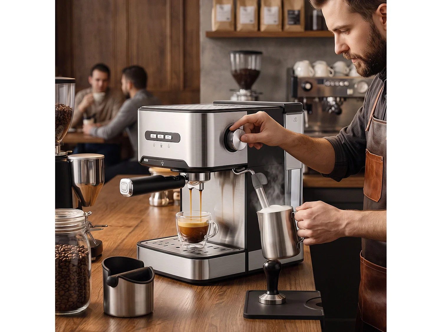 HOMCOM Espresso Machine, 20-Bar, Semi Automatic, Black