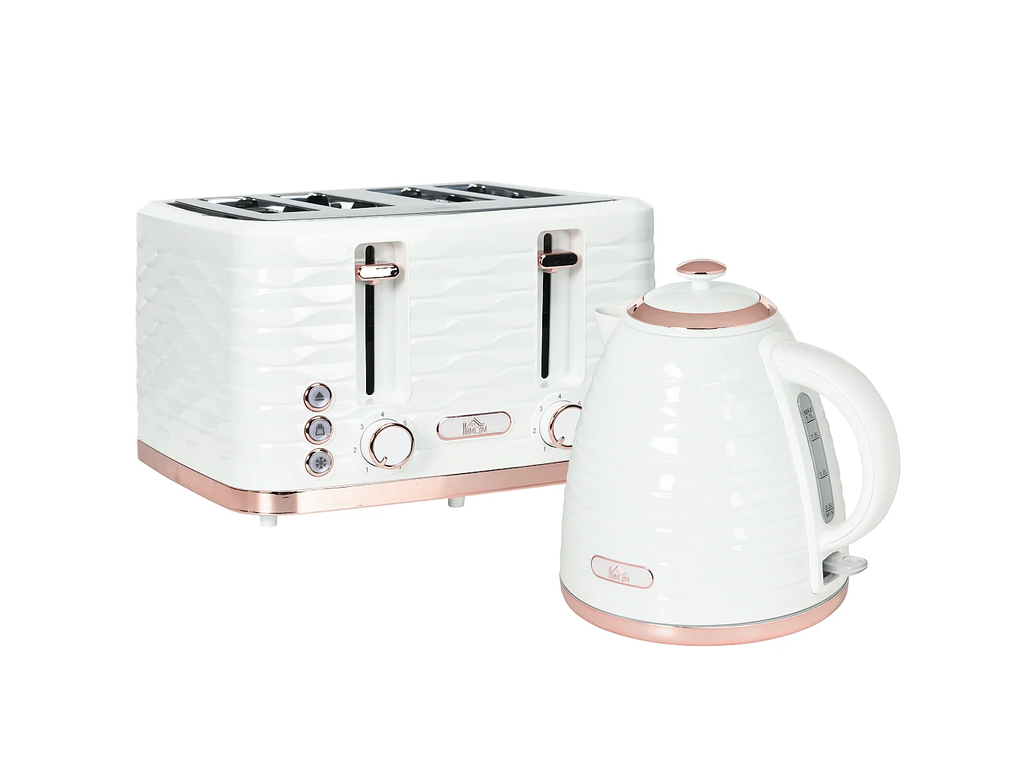 HOMCOM Electric Kettle, Fast Boil, 1.7L, 3kW, Swivel, White Ripple