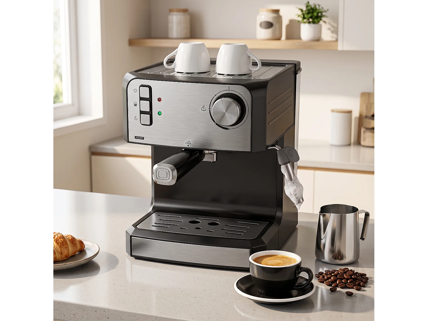 HOMCOM Espresso Machine, 20-Bar, 1.6 L Tank, Black