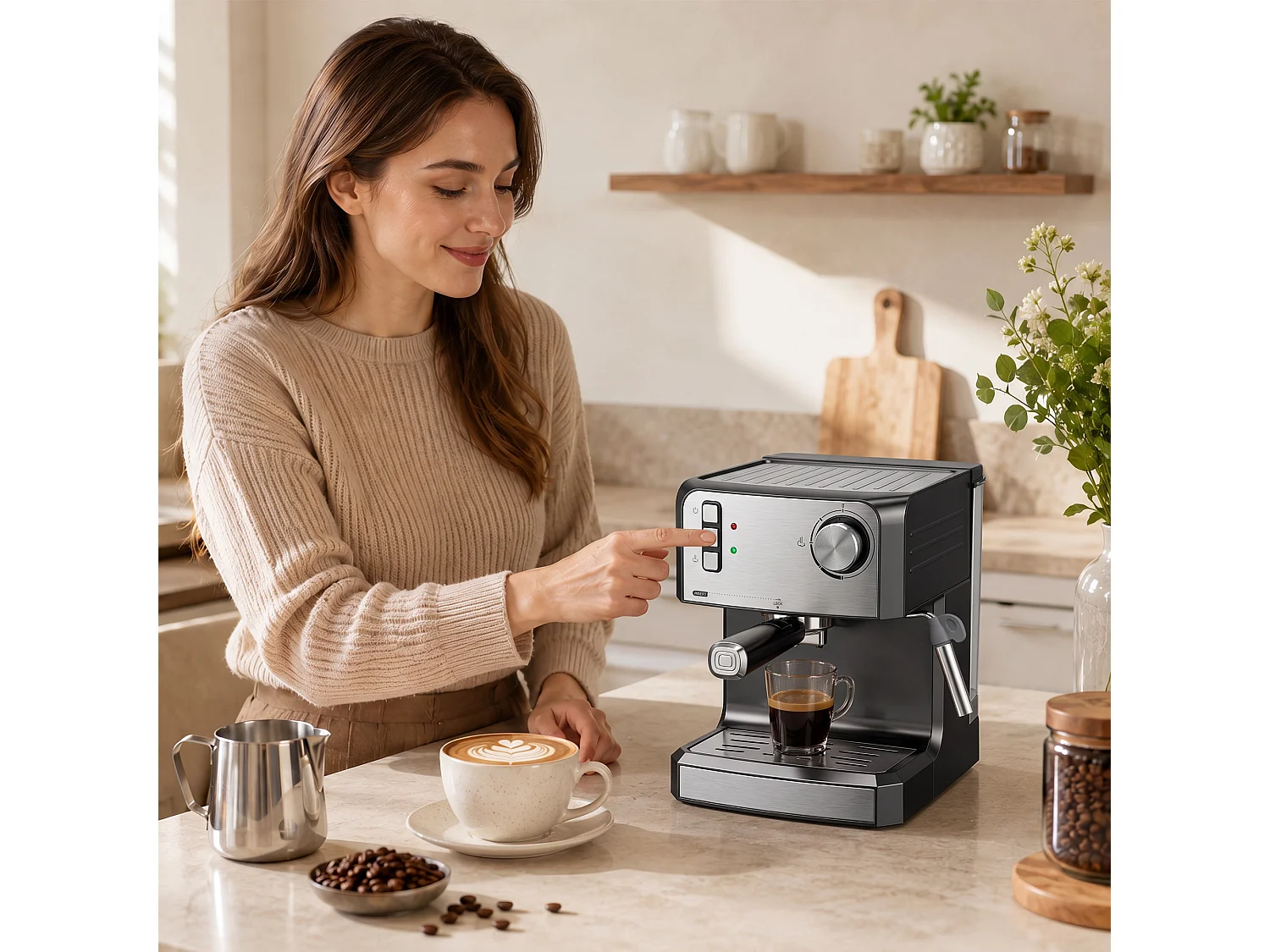 HOMCOM Espresso Machine, 20-Bar, 1.6 L Tank, Black